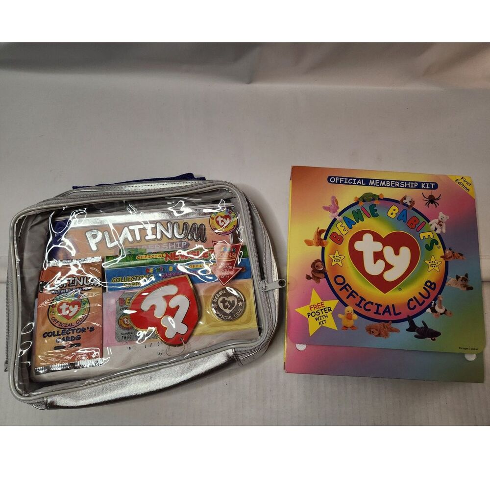 Ty Beanie Babies Official Club Lot – Parts of Set 1 & 2 – Stickers, Coin, Cards